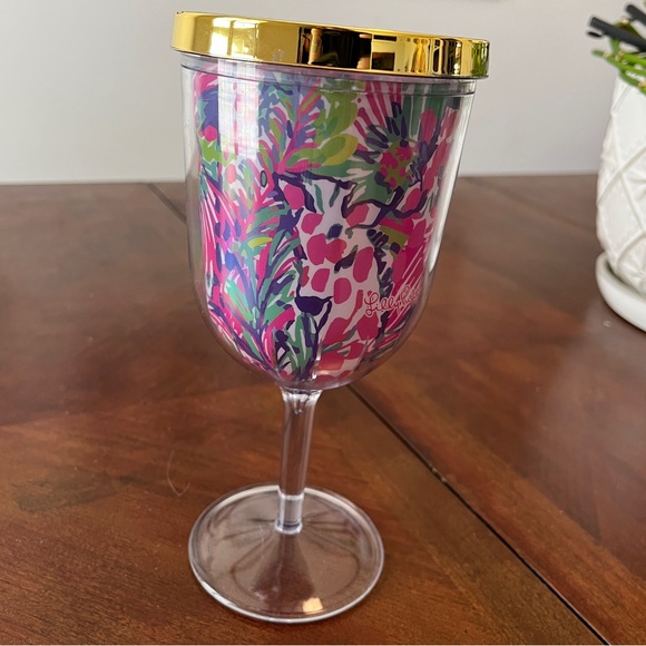 Acrylic Wine Glasses in Red Right Turn by Lilly Pulitzer main image 1